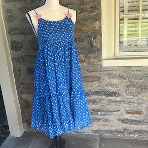Boden Sundress. Blue flower print. Girls size 13-14. Hits mid-calf.